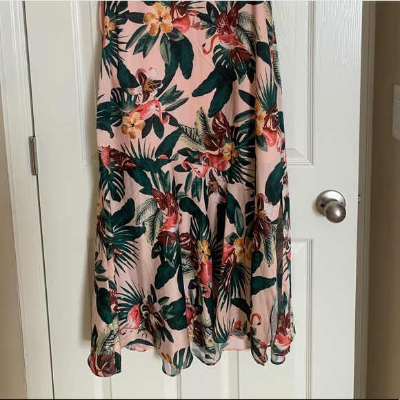 Sleeveless Flamingo-print Dress In Pink/ Green | SAM EDELMAN - Picture 5 of 6